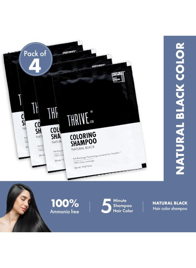 ThriveCo Hair Coloring Shampoo, Natural Black | 5-Minute Instant Hair Dye Color Shampoo | 100% Coverage for Grey Hair | Ammonia-Free, Long Lasting | Glossy Finish with Hyaplex™ | for Men & Women | Pack of 4 x 20ml (80ml) - Image 3